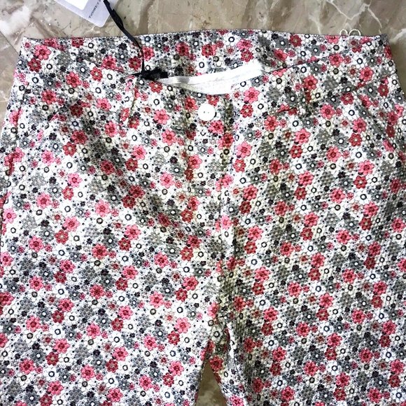 ANDREA MORANDO 6 (M) Woven Textured Jacquard Floral Slim Fit Pants ITALY - Picture 6 of 10